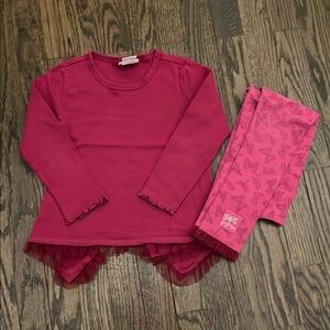 Naartjie Fuchsia Asymmetrical Hem Tunic w/Matching Butterfly Leggings